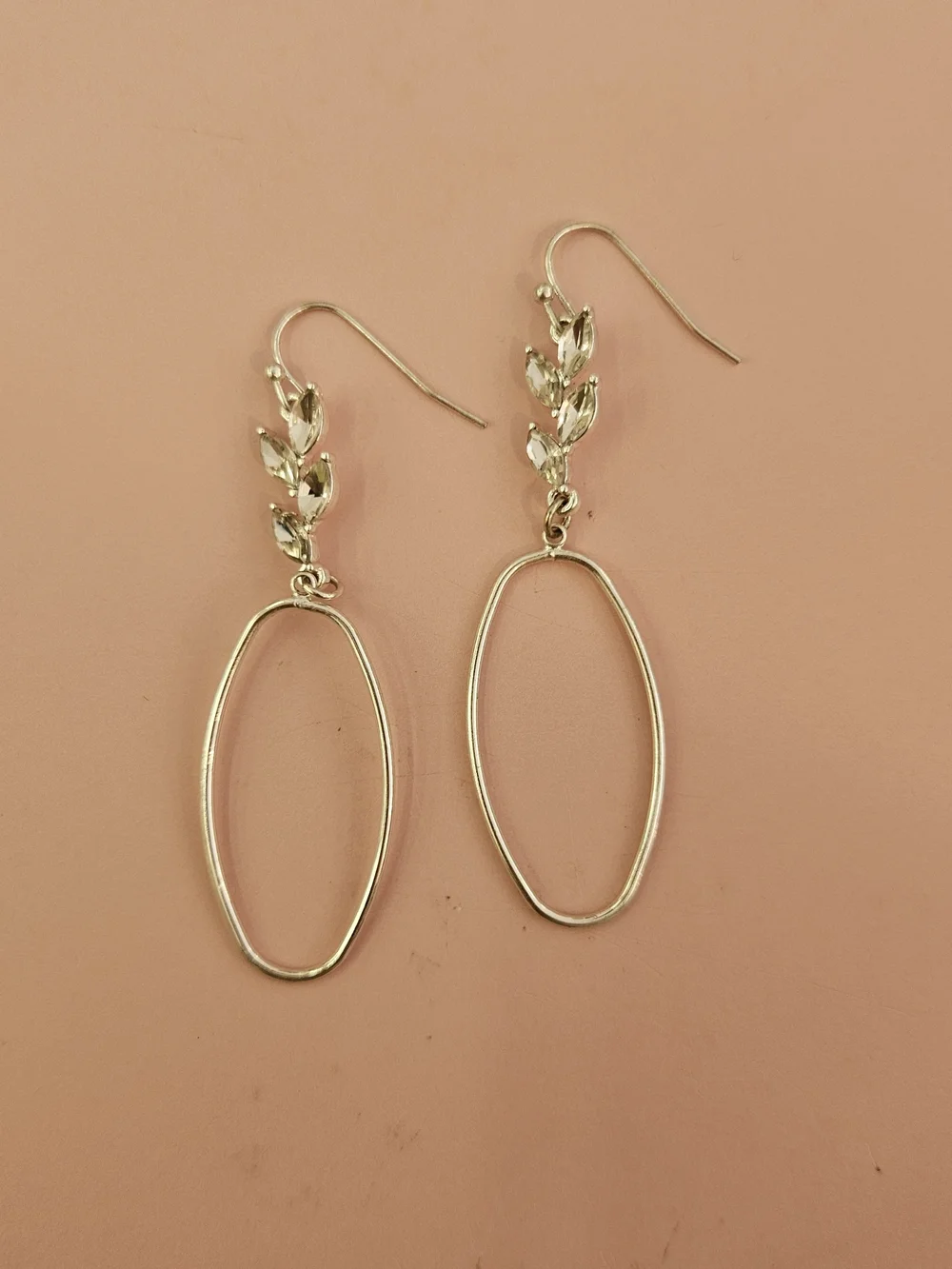 Delicate Silver Hoop Drop Earrings with Crystal Accents